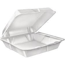 White Foam Clam Shell 9-3/8 x 9 x 3”